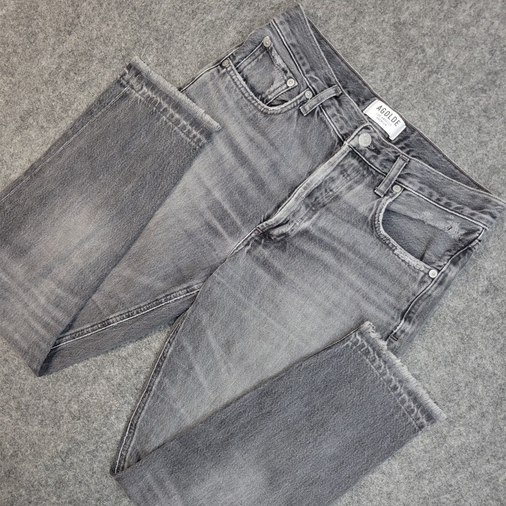Agolde Jeans Womens 25‎ Gray Premium Denim Y2k Distressed Streetwear Button Fly